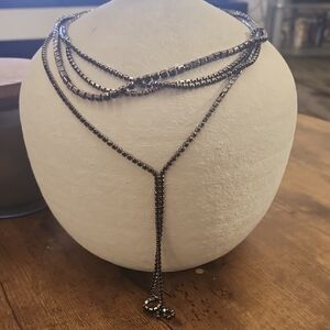 Layered Gunmetal Y-Necklace - Women Jewelry